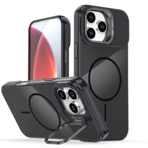 Reiko Built-in Stash Stand, Shockproof, Sturdy, Compatible with MagSafe Protection Stylish Cover, Compatible with IPHONE 17 , PC76-IPH17BK