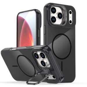 Reiko Built-in Stash Stand, Shockproof, Sturdy, Compatible with MagSafe Protection Stylish Cover, Compatible with IPHONE 17 PRO , PC76-IPH17PROBK