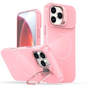 Reiko Built-in Stash Stand, Shockproof, Sturdy, Compatible with MagSafe Protection Stylish Cover, Compatible with IPHONE 17 , PC76-IPH17PK