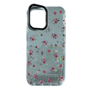 Reiko Glitter Bling Sparkly Clear Shockproof Protective with Built-in Kickstand Case compatible with IPHONE 16E / IPHONE 17E