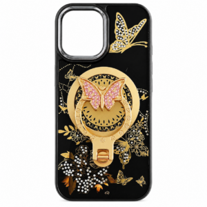 Glitter Sparkle Butterflies Ring Stand Bling Diamond Kickstand Shockproof Protective Cover in black, compatible for IPHONE 17