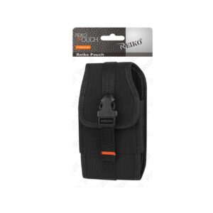Reiko Vertical Rugged Pouch With Velcro And  Belt Clip In Black (6.6X3.5X0.7 Inches) | SKU: PH09B-663507BK