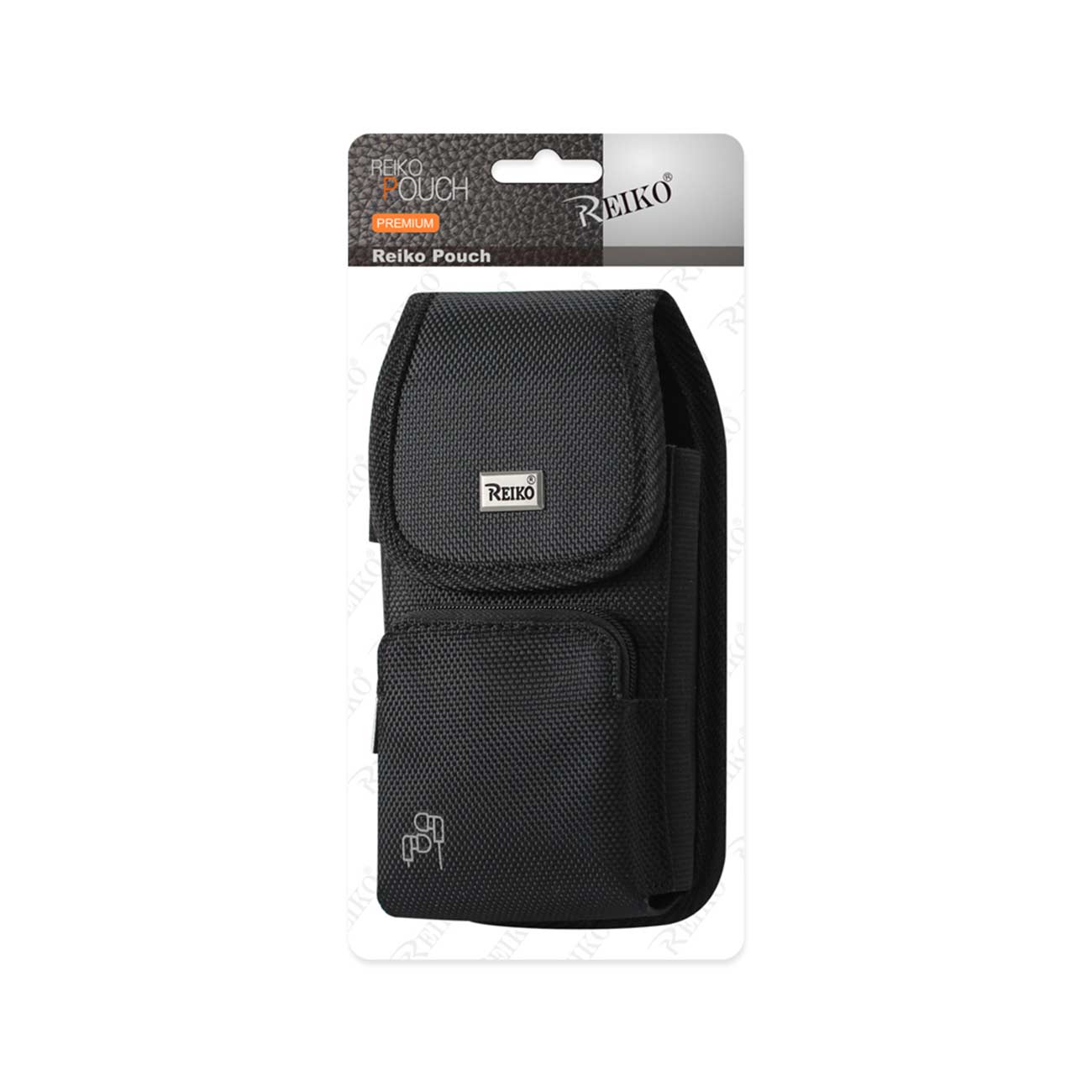 Reiko Vertical Rugged Pouch With Velcro And Belt Clip In Black (7.0X3.9X0.7 Inches) | SKU: PH15B-703907BK