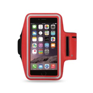 REIKO RUNNING ARMBAND WITH TOUCH SCREEN CASE 5.4X2.65X0.35 INCHES IN RED SAB01-UNI47RD