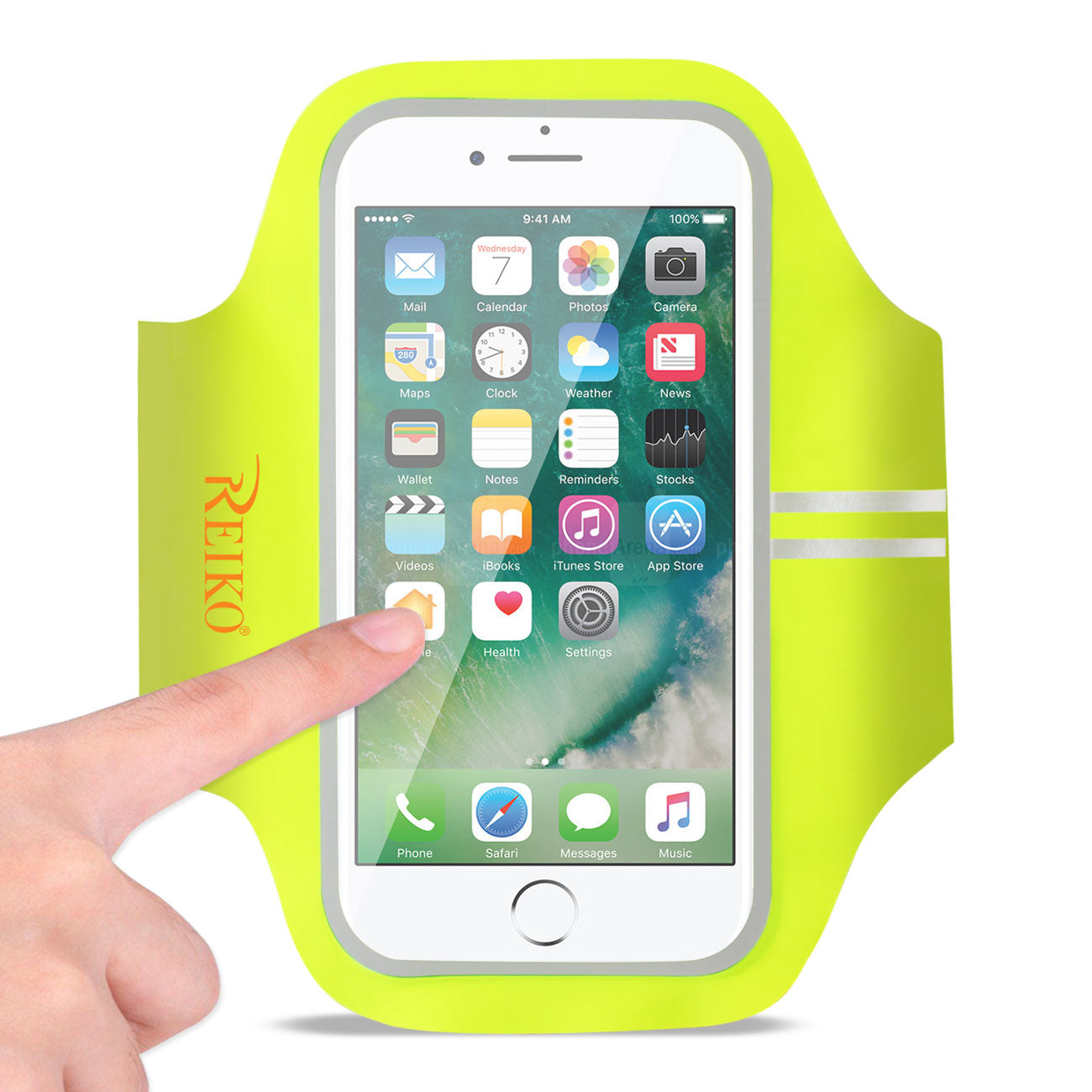 REIKO RUNNING SPORTS ARMBAND FOR 5.5 INCHES DEVICE IN GREEN (5.5x5.5 INCHES) SAB03-UNI55GR