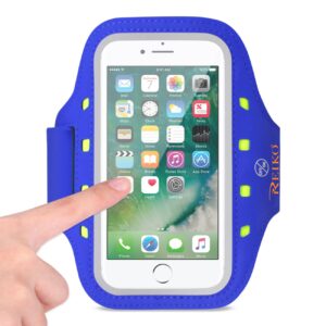 REIKO RUNNING SPORTS ARMBAND FOR 5 INCHES DEVICE WITH LED IN BLUE (5x5 INCHES)SAB05-UNI50BL