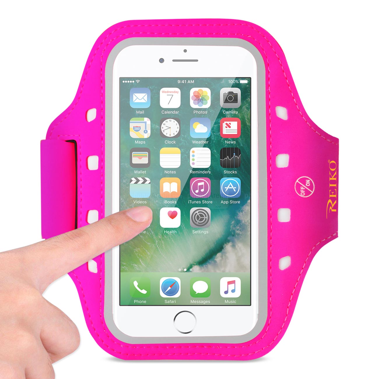 REIKO RUNNING SPORTS ARMBAND FOR 5.5 INCHES DEVICE WITH LED IN PINK (5.5x5.5 INCHES) SAB05-UNI55PK