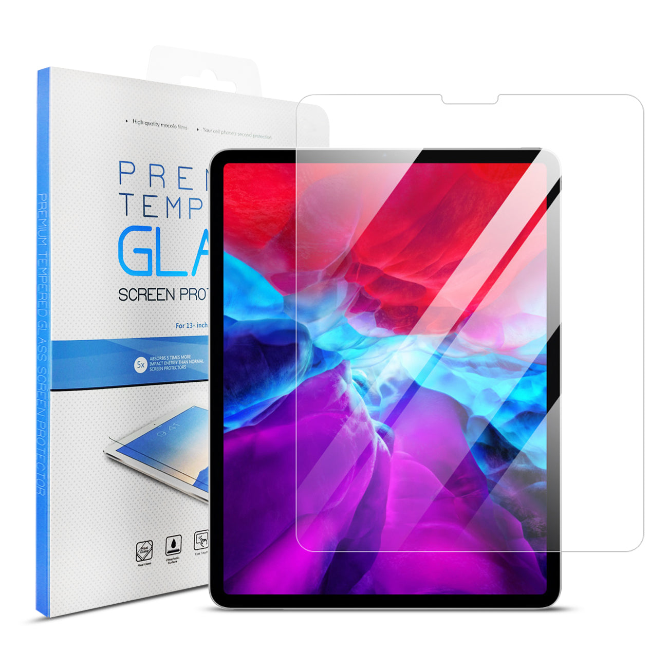 Reiko APPLE New iPad Pro 12.9" 2018 & 2020 3rd Generation models (A1876/A2014/A1895/A1983)2.5D Super Durable Glass