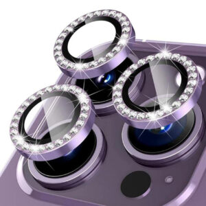 Diamond Camera Lens Protector, Diamond Tempered Glass Camera Cover Screen Protector for iPhone 17  In Purple