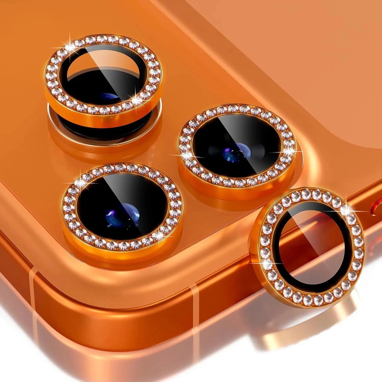 Diamond Camera Lens Protector, Diamond Tempered Glass Camera Cover Screen Protector for IPHONE 17 PRO / 17 MAX & IPHONE 18 PRO MAX In Orange | SKU: SCP23B-IPH17PRO/17MAXORG