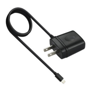 REIKO PORTABLE 8PIN USB TRAVEL ADAPTER CHARGER WITH BUILT IN CABLE IN BLACK