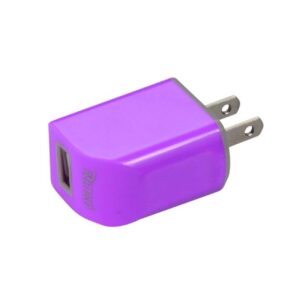 REIKO MICRO USB 1 AMP PORTABLE MICRO TRAVEL ADAPTER CHARGER WITH CABLE IN PURPLE