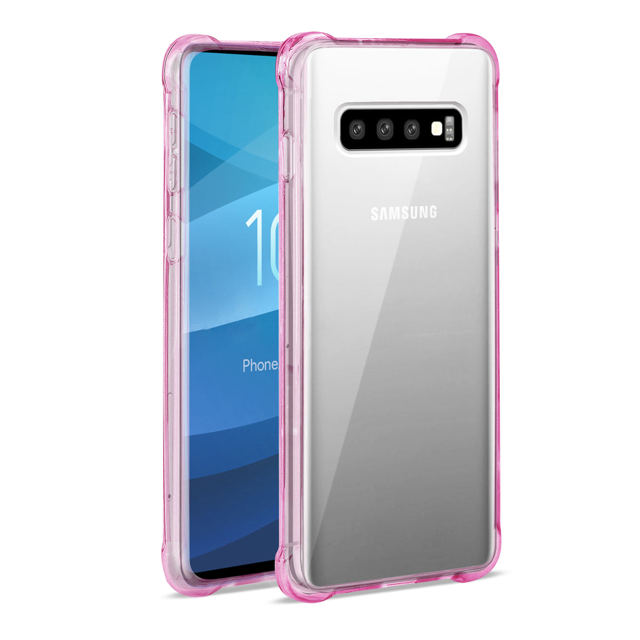 SAMSUNG GALAXY S10 Plus Clear Bumper Case With Air Cushion Protection In Clear Hot Pink - Image 2