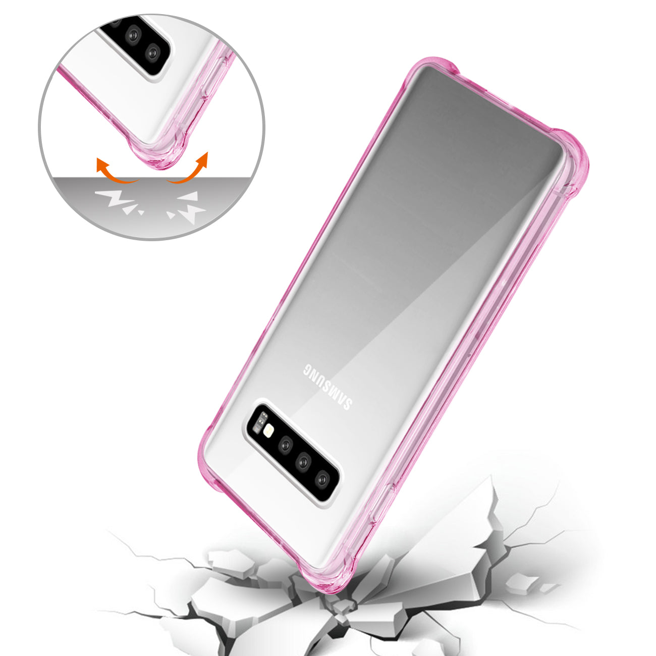 SAMSUNG GALAXY S10 Plus Clear Bumper Case With Air Cushion Protection In Clear Hot Pink - Image 3