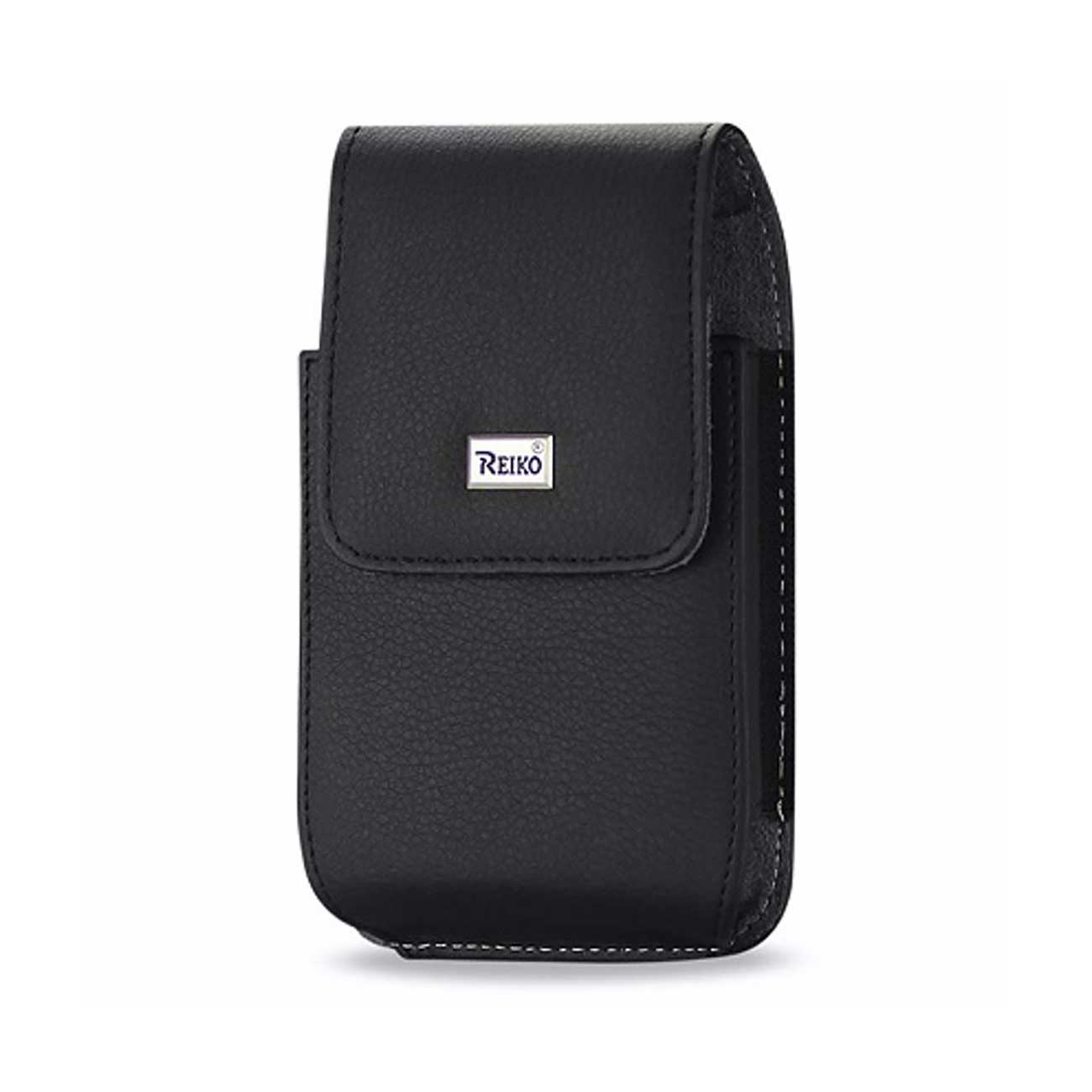 Reiko Vertical Leather Pouch With Magnetic Closure and Belt Loop In Black (7.0 x 3.9 x 0.7 Inches) | SKU: VP385B-703907BK - Image 2