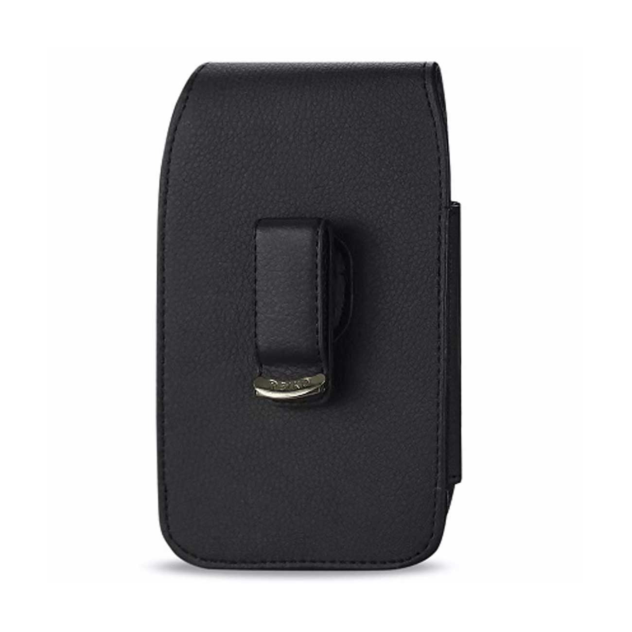 Reiko Vertical Leather Pouch With Magnetic Closure and Belt Loop In Black (7.0 x 3.9 x 0.7 Inches) | SKU: VP385B-703907BK - Image 3