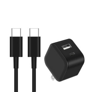 PD Dual Ports Travel Wall Charger Adapter Fast Charging with 3FT USB-C to Type-C Cable in Black SKU:WC2IN1-PD20WTYPECBK