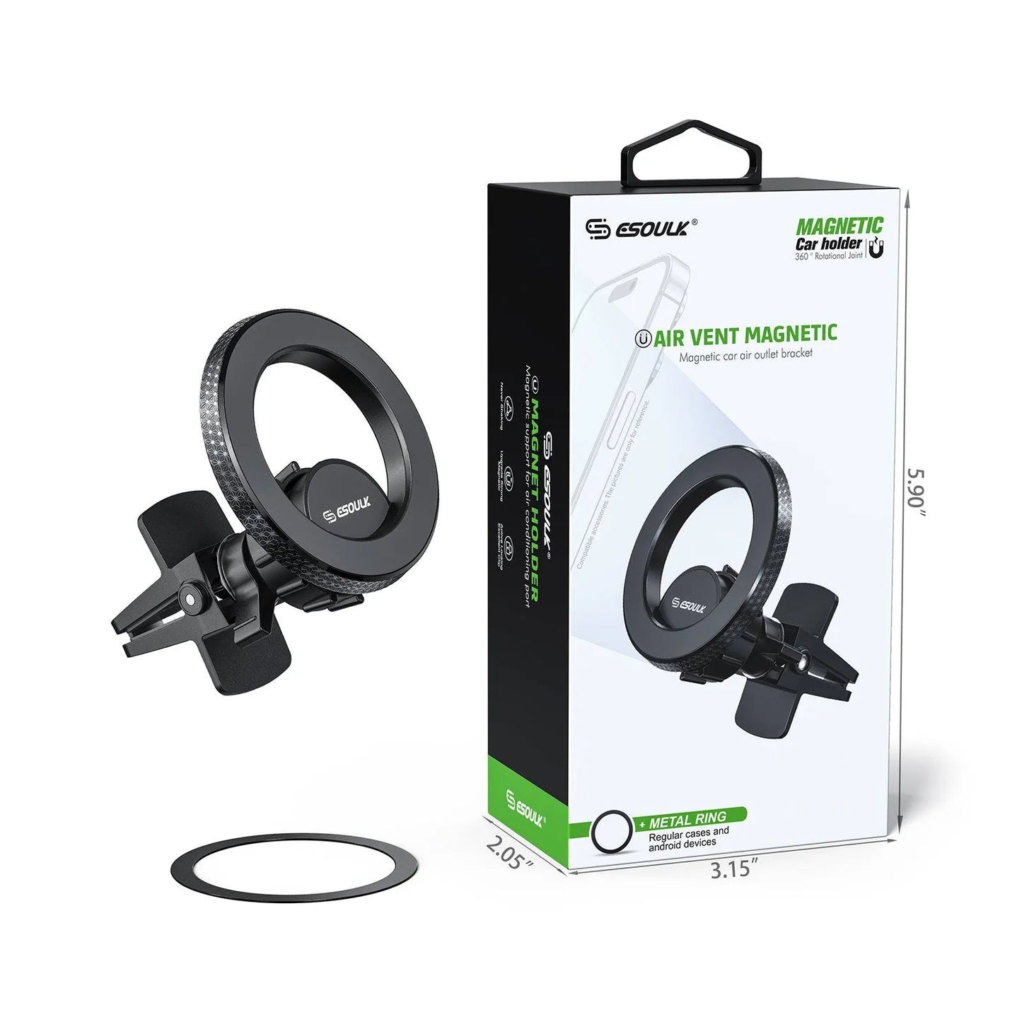 Air Vent Magnetic Car Holder SKU:HLD-EK3007BK - Image 2