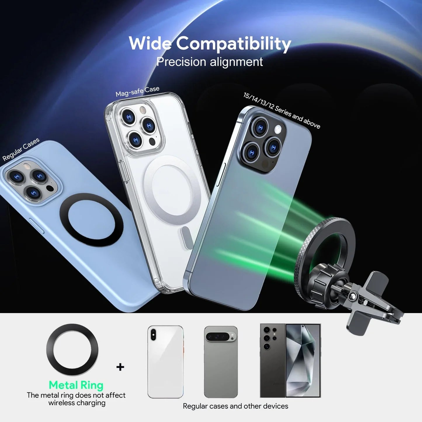 Air Vent Magnetic Car Holder SKU:HLD-EK3007BK - Image 5